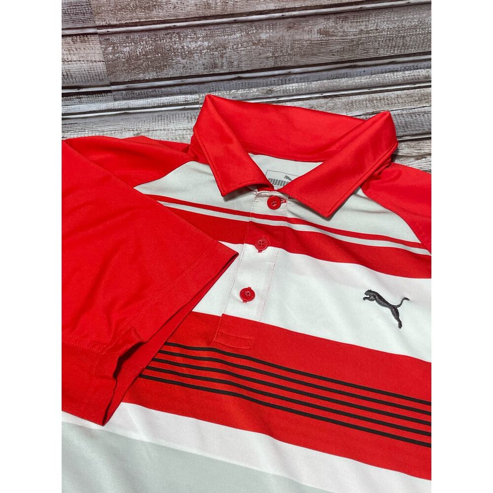 Puma Men’s Polo White Red Size Large EUC!